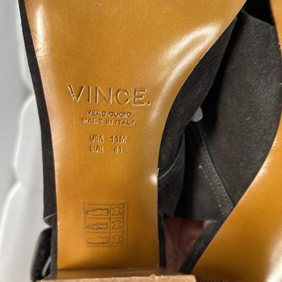 VINCE Crisscross Suede Chunky Heel Slingback Sandals Shoes Black Open Size 11 - Picture 9 of 12